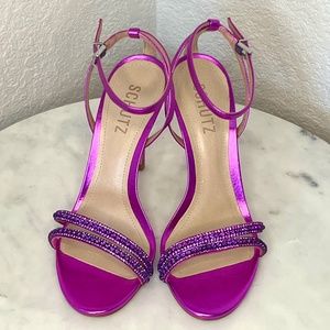 Schutz Size 6.5 - Gaga Metallic Nappa Sandal / Bright Violet